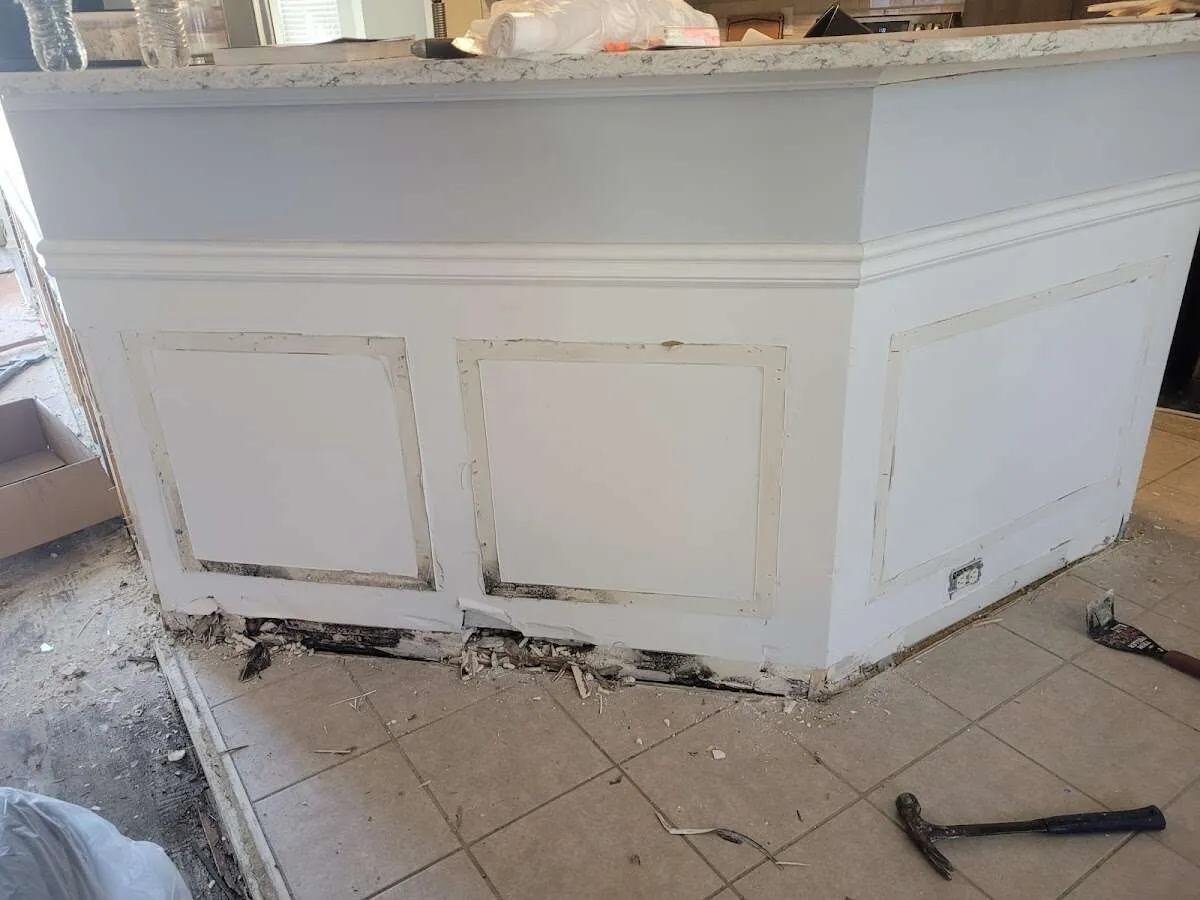 Water damage and mold on kitchen during Storm Damage Restoration in Wayne